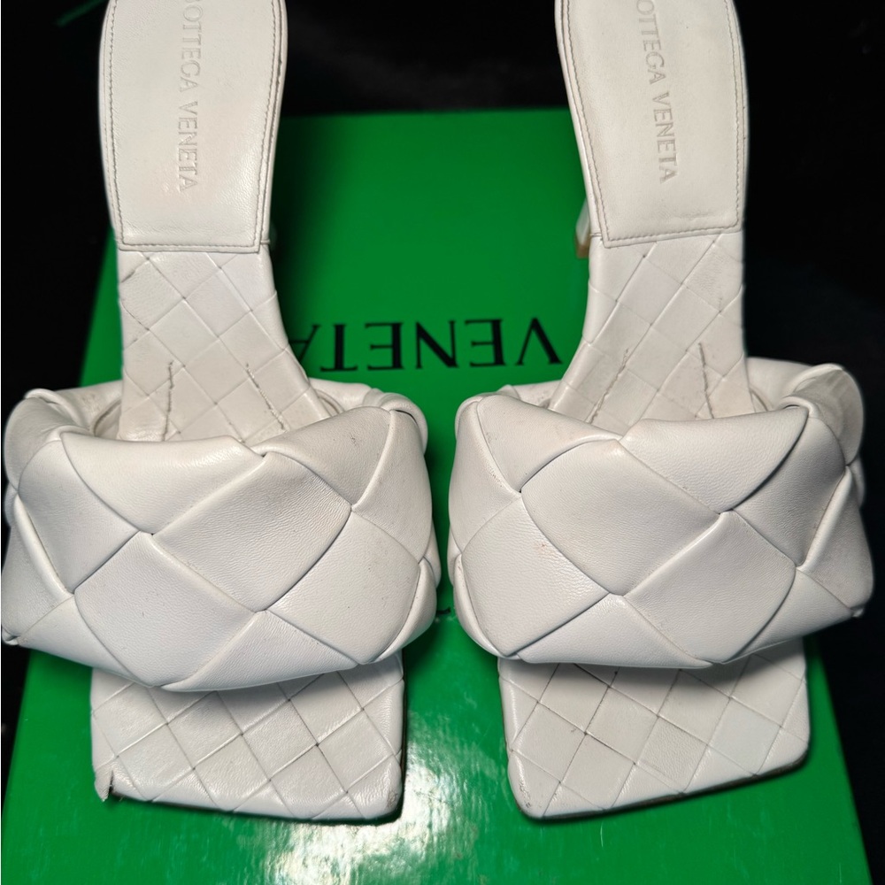 Bottega Veneta White Quilted Slide Sandals
